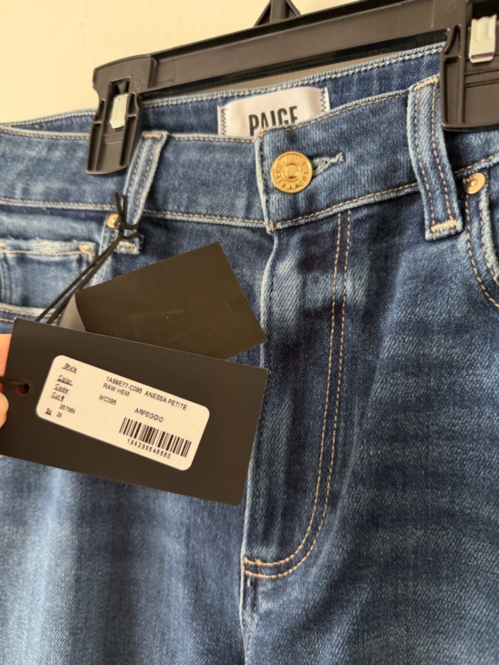 PAIGE Anessa Petite Ankle Wide Leg Raw Hem Jeans - Picture 10 of 10